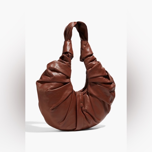 Gia studios CROISSANT PLEATED VEGAN LEATHER TOTE IN BROWN - Picture 4 of 4
